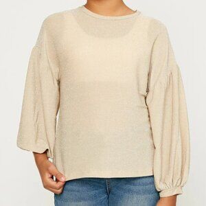 Hayden LA Sparkly Puff Long Sleeve Top NWT 1X